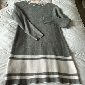 Grey and White Striped Dress